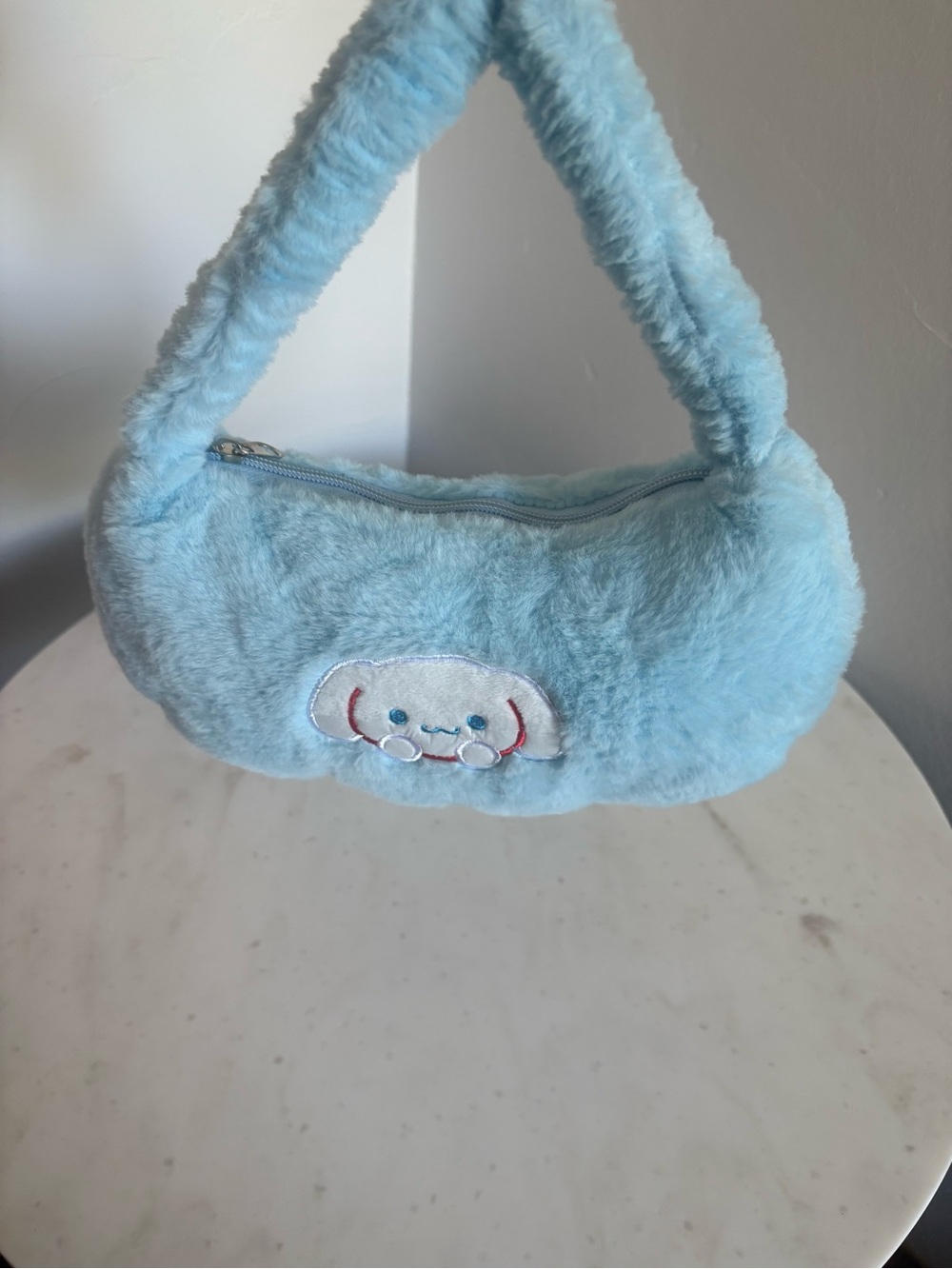 Plush Light Blue Cinnamoroll Shoulder Bag with Cute Embroidered Face